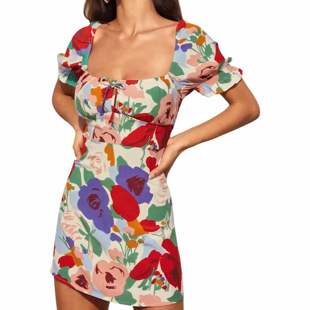 Faithfull the Brand Iris Mini Dress Anita Floral Puff Sleeve